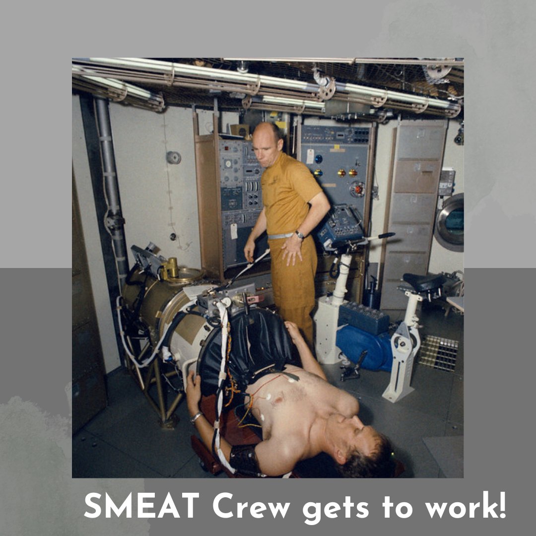 SF_Skylab's tweet photo. SMEAT got off to a good start- with the only ealry casualty being the bicycle, unable to survive Dr. Thornton's enthusiastic pedaling. A backup was passed in through the airlock. #smeat #skylab #bicycle #williamthornton #searchingforskylab #nasa #space #spacehistory https://t.co/eUEq7cYjTv