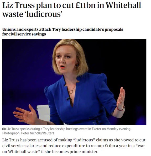 AngelaRayner's tweet photo. £8.8bn of the £11bn cuts Liz Truss glossily announced yesterday would come from slashing workers’ pay - nurses, teachers, police officers and armed forces outside the M25.

Her cheerleaders now pretending she never said it. They’re taking you for fools again. Can’t be trusted. https://t.co/PRuAJ5OamO