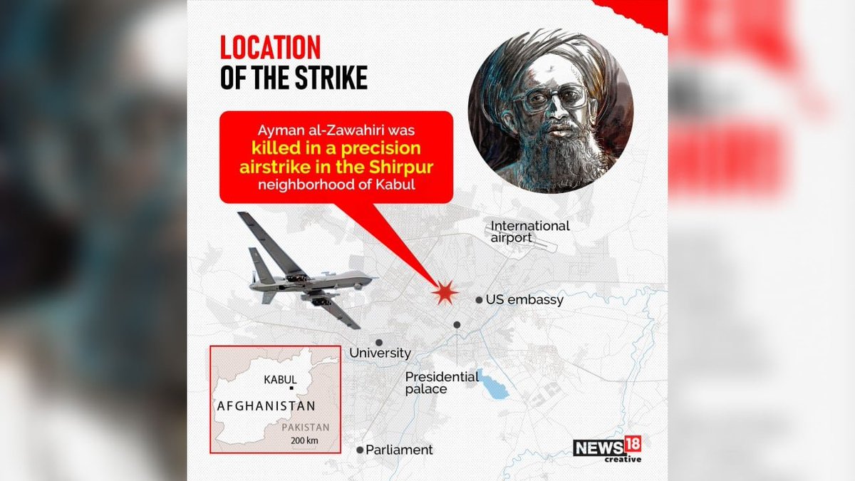 moneycontrolcom's tweet photo. #InPics: Concluding a secret operation planned for months, the US killed #AlQaedaleader #Ayman_alZawahiri in a precision airstrike in Kabul.
A look at how one of the world’s most-wanted terrorist was taken out ⬇️
https://t.co/3njkvS7vjD
#AlQaedaAlZawahiri #USAirStrike https://t.co/vA8rAyxEyH