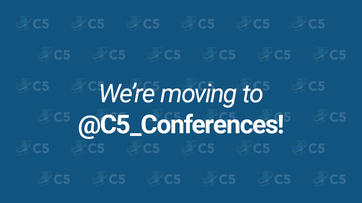 C5Live_AC's tweet photo. This account is shutting down! We’ll be moving all future updates to @C5_Conferences. Follow us today and receive 10% off your next conference registration! Once you follow, DM us and we’ll send you a promo code to use on our site. Conditions apply. https://t.co/XJg1KxS66Q