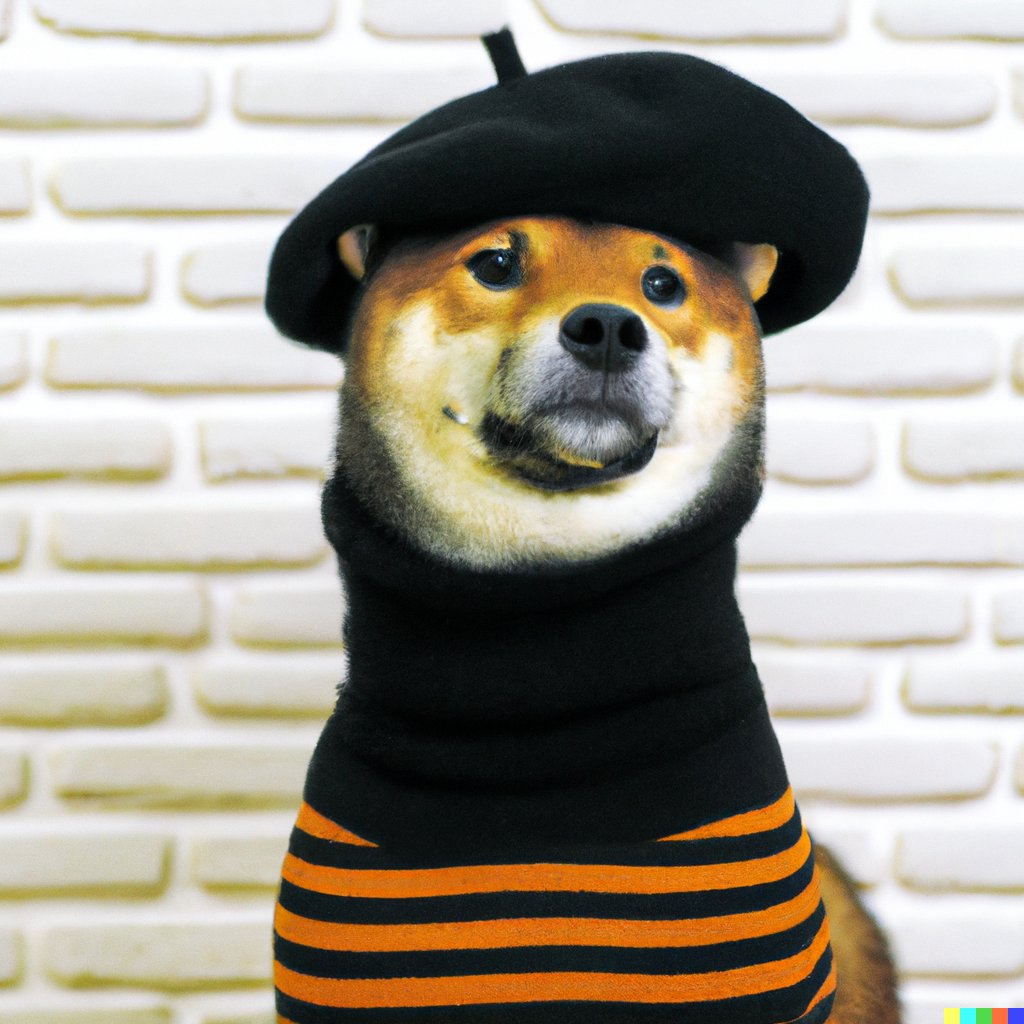 _JacobStone's tweet image. Day 5 of 50!

I used one of the default prompts that are on the Dall-E homepage. 

“A Shiba Inu dog wearing a beret and black turtleneck”

#shiba #50DaysOfDallE #dalle #dalle2