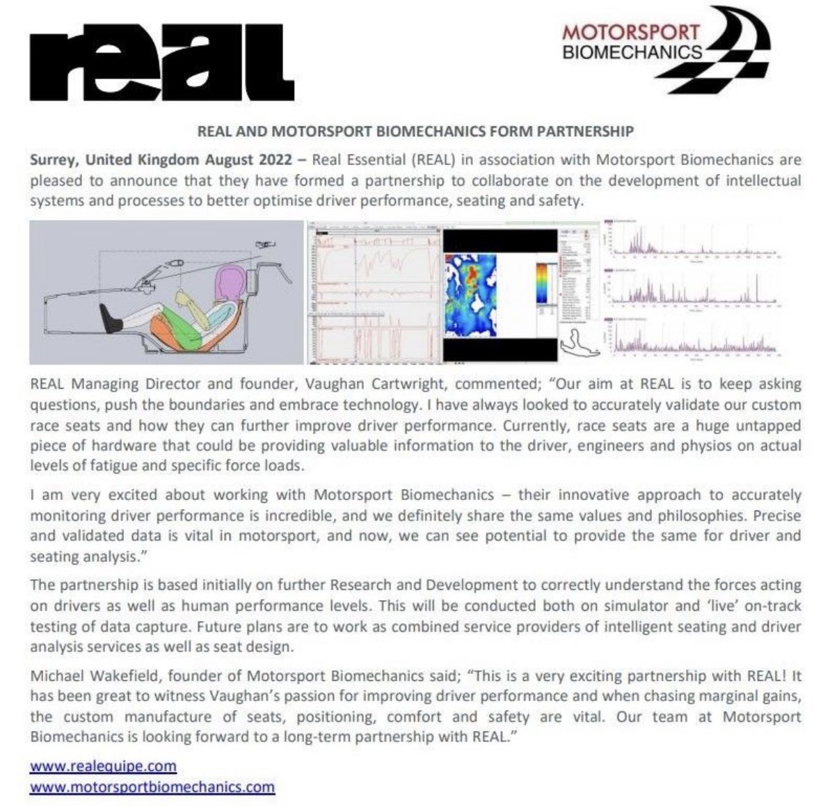 Motorsport Biomechanics is pleased to announce a new partnership with @realequipe 🚨🗞#motorsportbiomechanics #realequipe