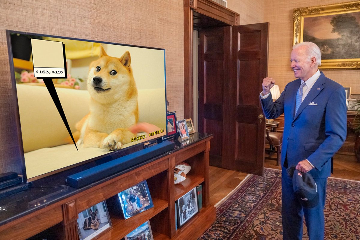 ownthedoge's tweet photo. The President looks very happy with his latest mint https://t.co/rekcKIixYF