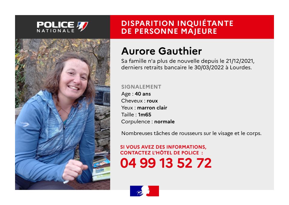 [#AppelàTémoins]
Disparition inquiétante d'une personne majeure. Merci de vos #RT pour aider les enquêteurs.