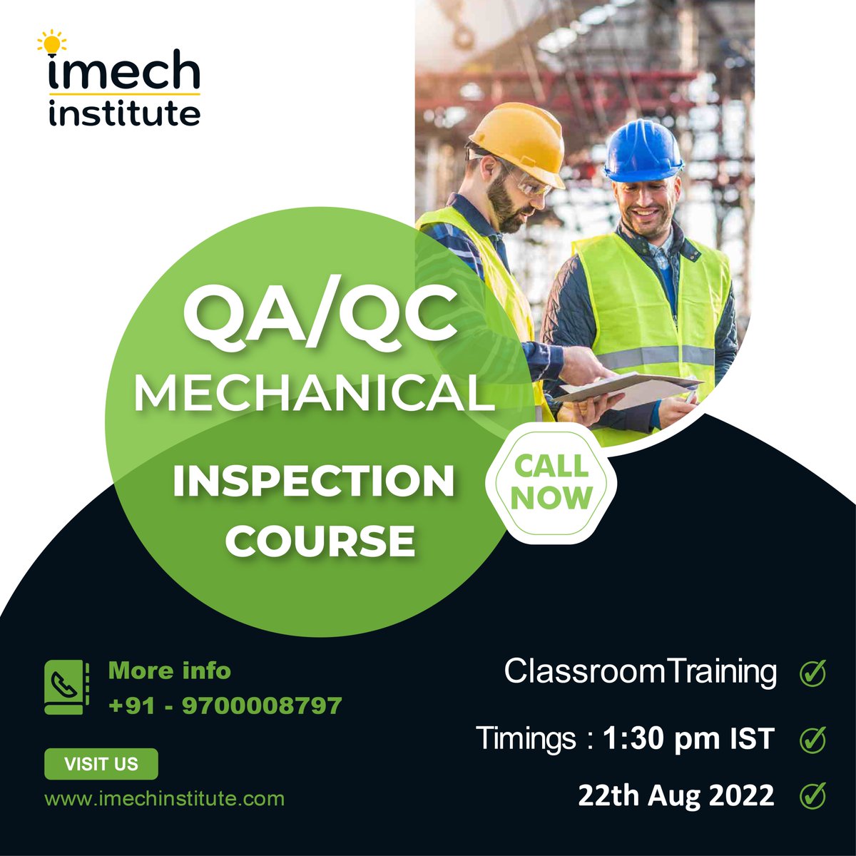 imechinstitute's tweet image. #Mechanical #QAQC Training In Hyderabad, India for QA/QC Engineer at #Imech Institute

☞ For More Details Please Reach us on  Whatsapp Now:
☞ +91-9700 008685 | +91-9700 009500 | +91-9700 0098797

#MechanicalQAQCCourse #MechanicalQAQCCourseyderabad #MechanicalQAQCCourseinindia