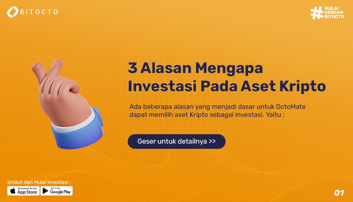 BitoctoExchange's tweet photo. Apa alasan OctoMates untuk mulai investasi pada Aset Kripto? 🚀

#Aset #Investasi #Crypto #NFT #Bisnis #Bitcoin https://t.co/RKUtvR3UqR