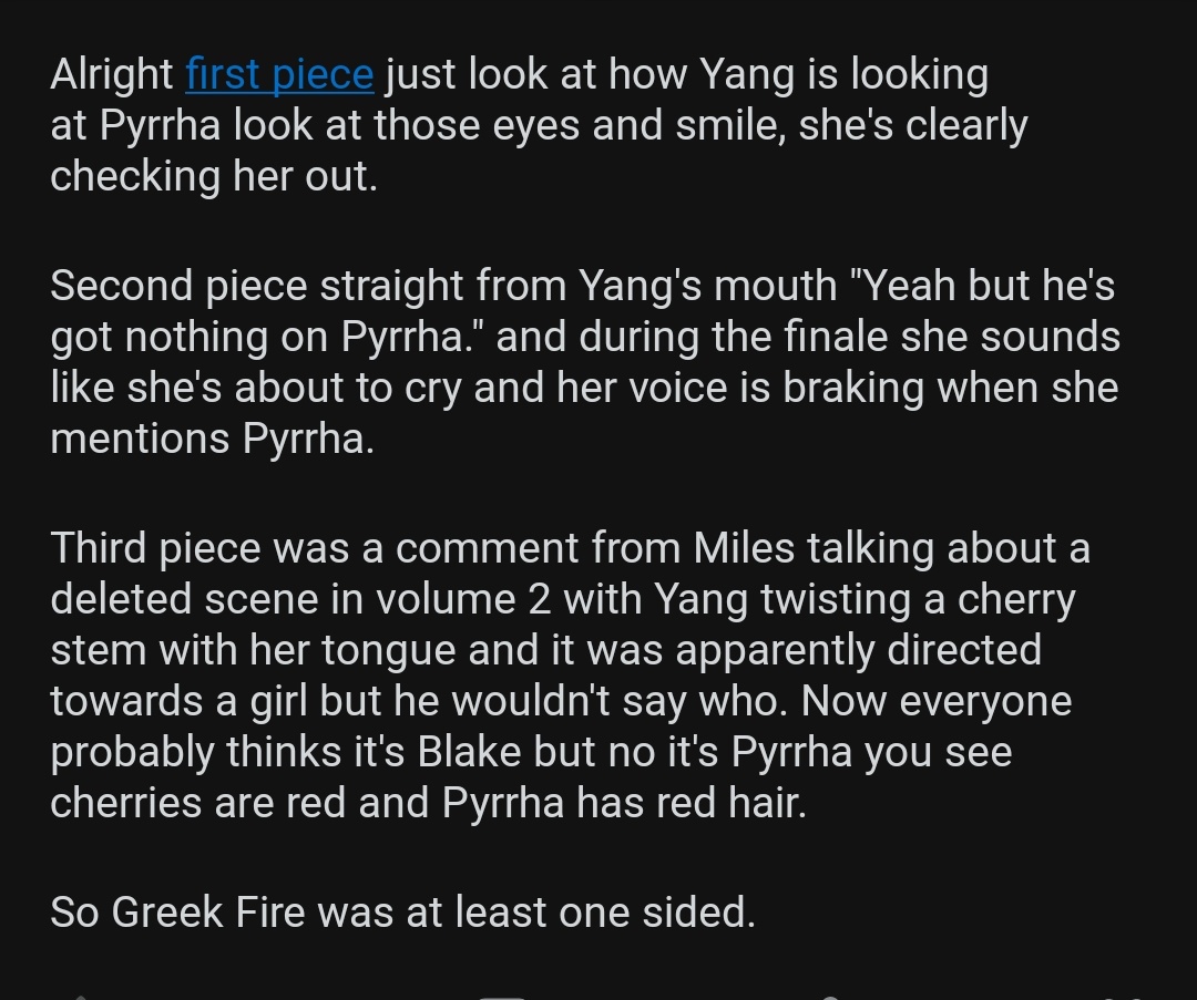 Yang tying the cherry stem was very obviously directed at Blake 😭 but I commend this person for trying to find any greekfire crumbs even if nonexistant