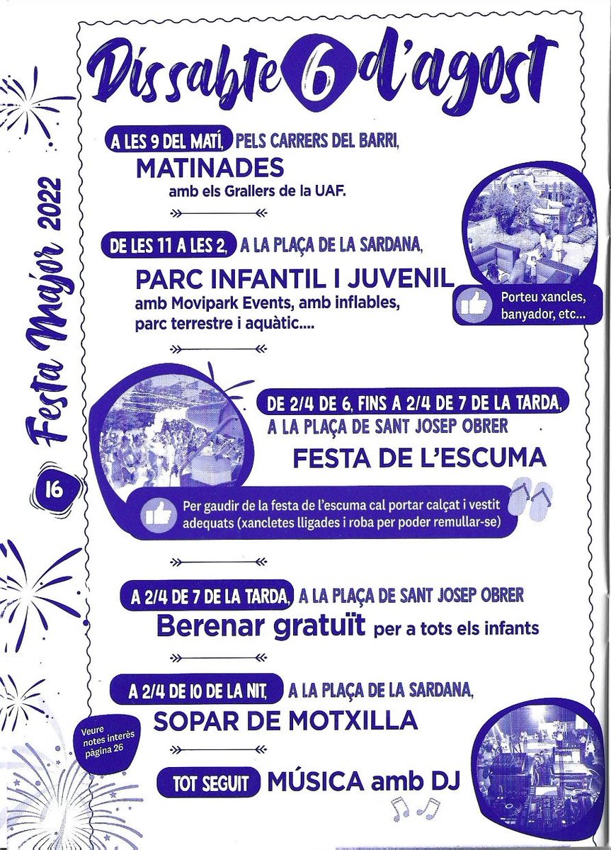 avvstjosepobrer's tweet image. 🎊 FESTA MAJOR 2022

‼️ Demà comença la Festa Major 2022 del Barri de Sant Josep Obrer de #Valls

🗓️De dijous a diumenge trobareu un bon grapat d'activitats per a totes les edats

Caminada, concurs de fotografia, sopars, balls, inflables d'aigua, música, etc

Us hi esperem ‼️