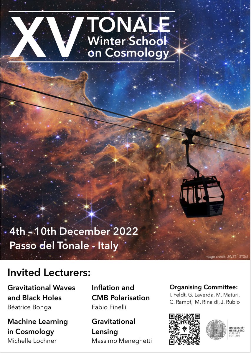 Registration for the XV Tonale School on Cosmology is now open!! The school will take place from 4th -10th December 2022, in Tonale (Italy).
Register by 1st October 2021 indico.physi.uni-heidelberg.de/event/569/
#WSCtonale #cosmology #astronomy #passodeltonale