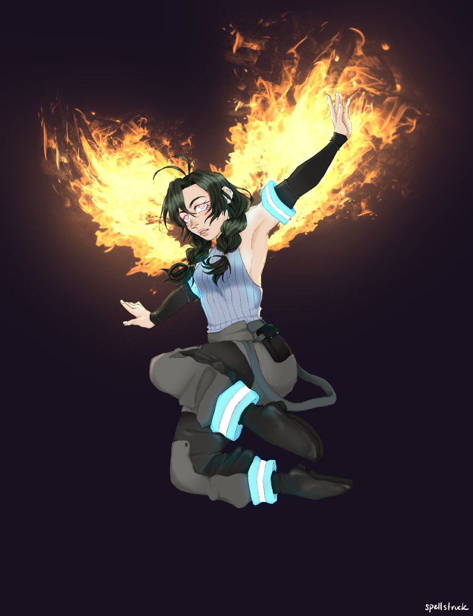 spell_struck's tweet photo. Nori Yamashita, my #fireforce oc🔥. Also sometimes called Harpy #art #spellstruck https://t.co/E4oyW5lzUD