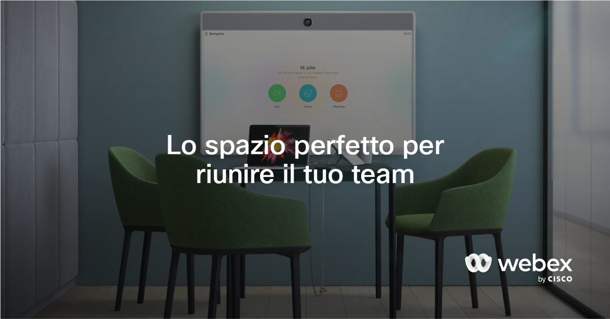 Webex_Italy's tweet photo. Hai bisogno di una soluzione versatile per un rapido meeting con i colleghi?

Le nostre huddle room per piccole riunioni sono perfette per conversazioni veloci e riunioni ad hoc.

Scopri di più: https://t.co/kDZ68ddr2C https://t.co/C2m0PLNUyH