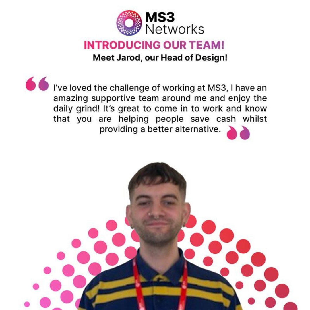 ms3comms's tweet photo. Introducing Jarod! Our Head of Design! 

#jobs #jobshull #newjobs #fttp https://t.co/qdHZXugTEh
