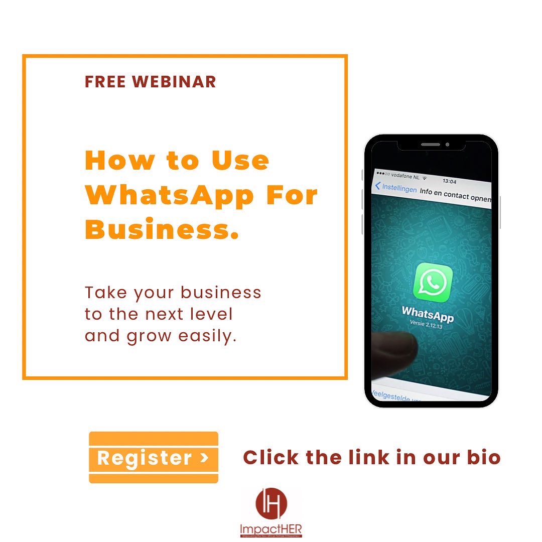 ImpactHERAfrica's tweet photo. Do you know that over 2 billion people use WhatsApp? That's over 2 million customers that you might be overlooking if you are not making use of the platform to sell your products. https://t.co/bwlSa6XyRR