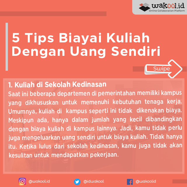 IdWakool's tweet photo. Ada beberapa tips yang bisa kamu terapkan untuk mencari uang agar bisa membiayai kuliah sendiri. Semuanya tergantung kamu, mau atau tidak menjalankannya. 
Baca artikel selengkapnya https://t.co/mF2gtGmPck 
#kuliah #mahasiswa #kampus #beasiswa #indonesia #sbmptn #universitas https://t.co/5UYf9PRry8