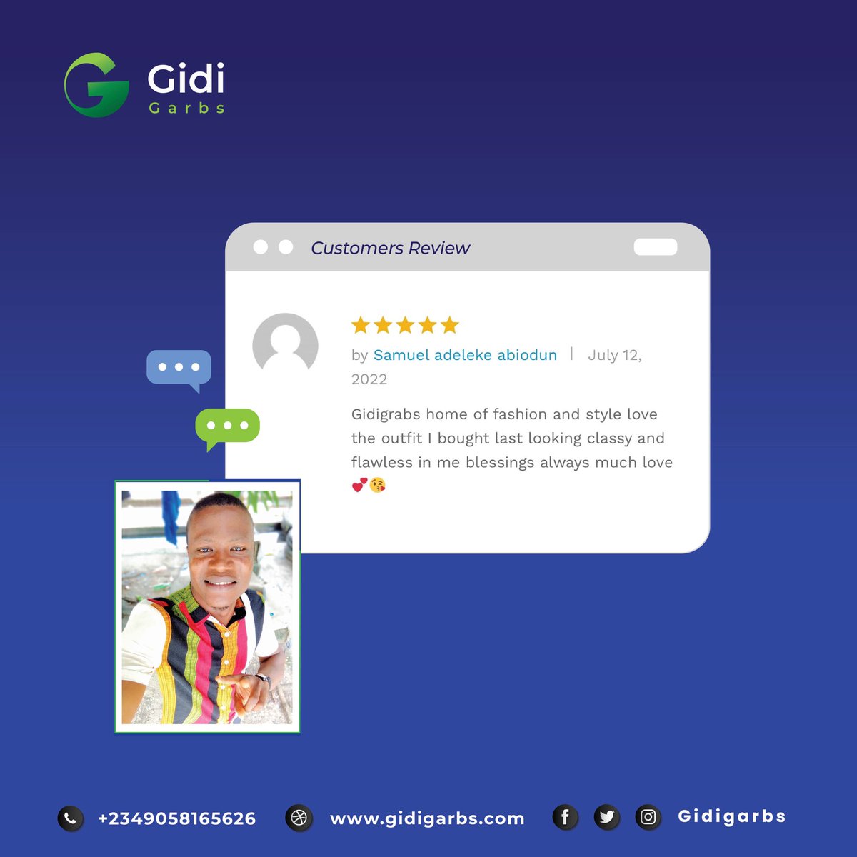 GidiGarbs's tweet photo. We love 💕 feedbacks Thanks for repping GidiGarbs always.  Visit https://t.co/rbBVUQz0F7 now to make your order 

#gidigarbs #vintage #feedback #BBNajiaS7 #ibadan #lagos #vintagestyle #wcw #Wednesday #WednesdayMotivation #August2022 https://t.co/nyuQxGDICC