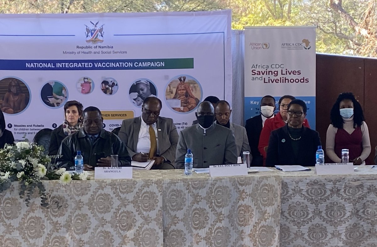UnicefNamibia's tweet photo. Today @MOHSSNamibia1 in partnership with @WHONAMIBIA @UnicefNamibia @USAID @AfricaCDC @JapanGov is launching an integrated C-19/Measles Rubella &amp; routine #immunization campaign which will be conducted for the whole month of August #EveryShotCount https://t.co/yoeC16yXD5