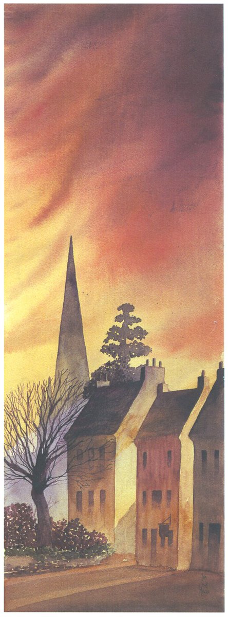 Masham, Late Autumn - an open edition print available from Masham Gallery. Looking out towards the spire of St Mary's church under the warm tones of an autumnal sky mashamgallery.co.uk/store/p24/Mash… #artwork #artinspiration #ianscottmassie #openeditionprint