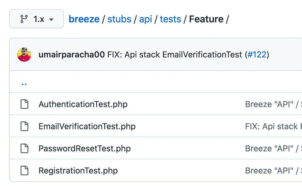 PovilasKorop's tweet image. While working on TWO upcoming courses about testing in Laravel, I'll tweet a random tip about testing each day, with the hashtag #LaravelTesting
Today's tip: did you know Laravel Breeze has Auth tests for you inside? Both PHPUnit and Pest versions!
github.com/laravel/breeze…