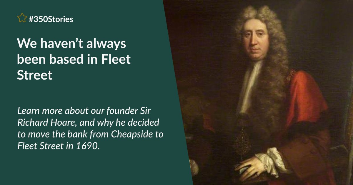 In 1672, Richard Hoare founded the business on Cheapside, but moved to the bank’s current location on Fleet Street in 1690. Here a new, vibrant #London was taking shape close by in #Soho.

Learn more: hoaresbank.co.uk/Richard_Hoare

#350Years