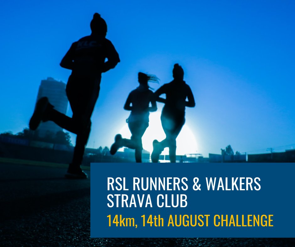 RSL_Australia's tweet photo. If you can’t make it to the #City2Surf this year, you can join our virtual challenge from anywhere in Australia.  Our #RSLActive 'Runners &amp; Walkers' Strava Club, are running (literally) a virtual 14km challenge on the 14th of August - same day as the CTS. https://t.co/aGGxWhS9vC https://t.co/6h6K7qqyGe