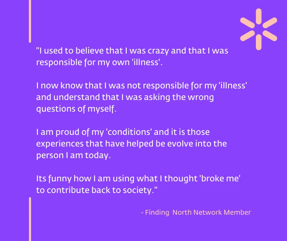 findingnorthau's tweet image. We are all unique and no one moment in time or aspect of our lives should define us. If we only focus on one piece of the puzzle we are not allowing ourselves to see the beauty of the full picture. buff.ly/38B7iEi
#FindingNorth #LivedExperience #FindingNorthNetwork