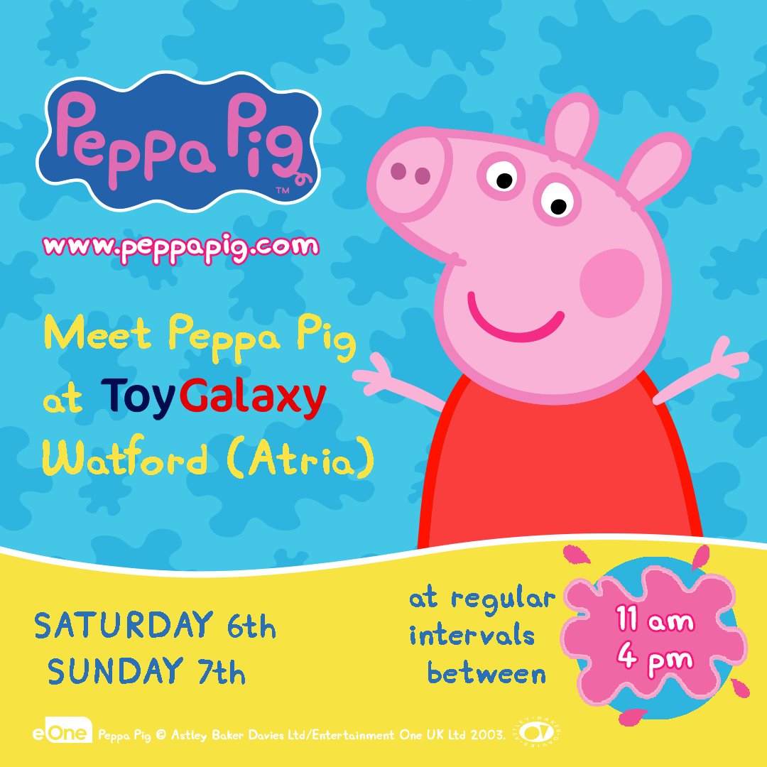 <a href="/peppapig/">Peppa Pig Official</a> is coming to town! Make sure you head to <a href="/ToyGalaxyUK/">Toy Galaxy</a> this weekend to snap a selfie 📸