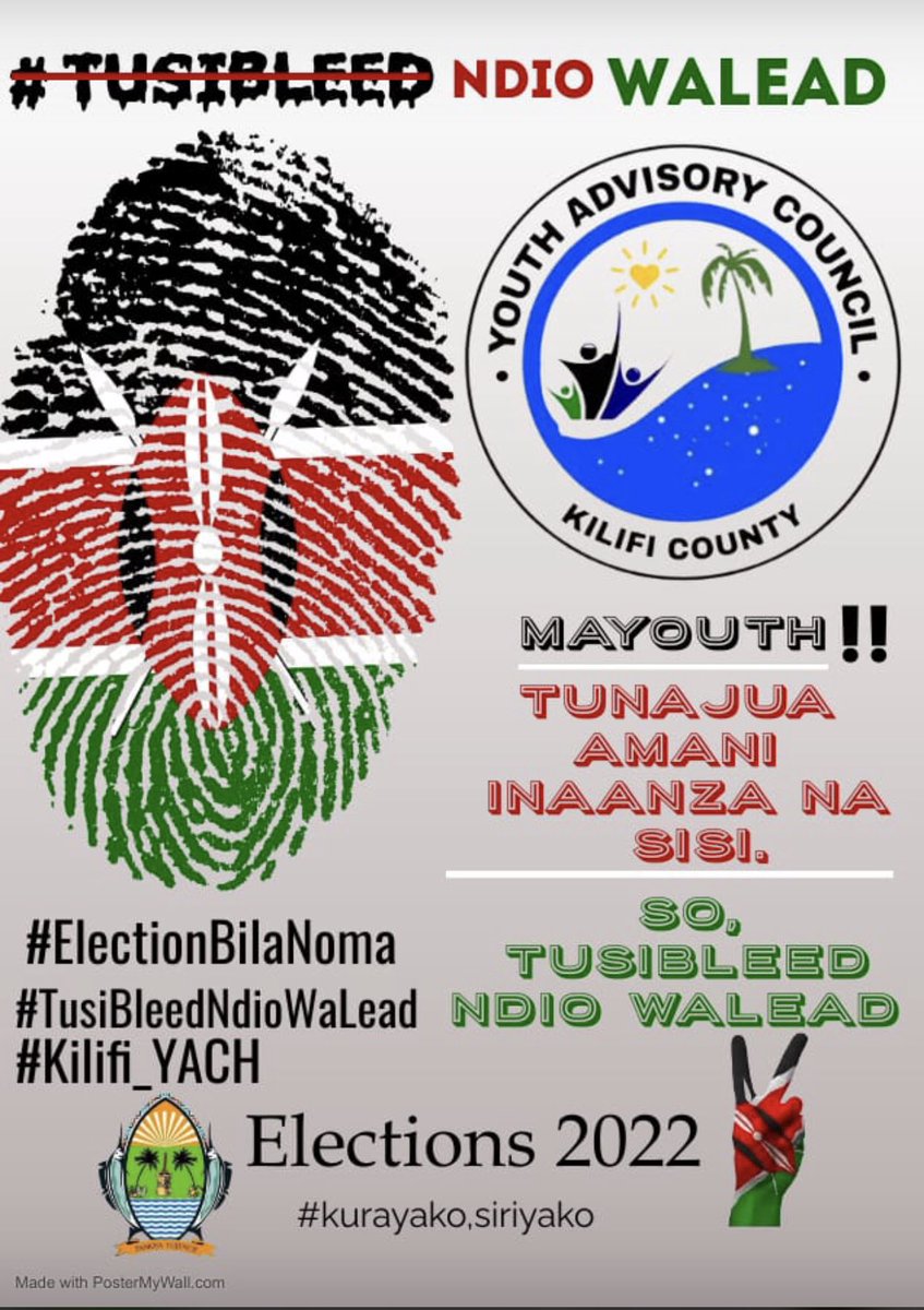 its_obii's tweet photo. TusiBleed ndio walead___
     WHOEVER WINS WE SHOULD ALWAYS STAY CALM 
We are not enemies, we are all friends 
             SAY NO TO ELECTION                                              VIOLENCE 
#kilifi_YACH 
#ElectionBilaNoma
#TusibleedNdioWalead https://t.co/5OsYwAnQmG