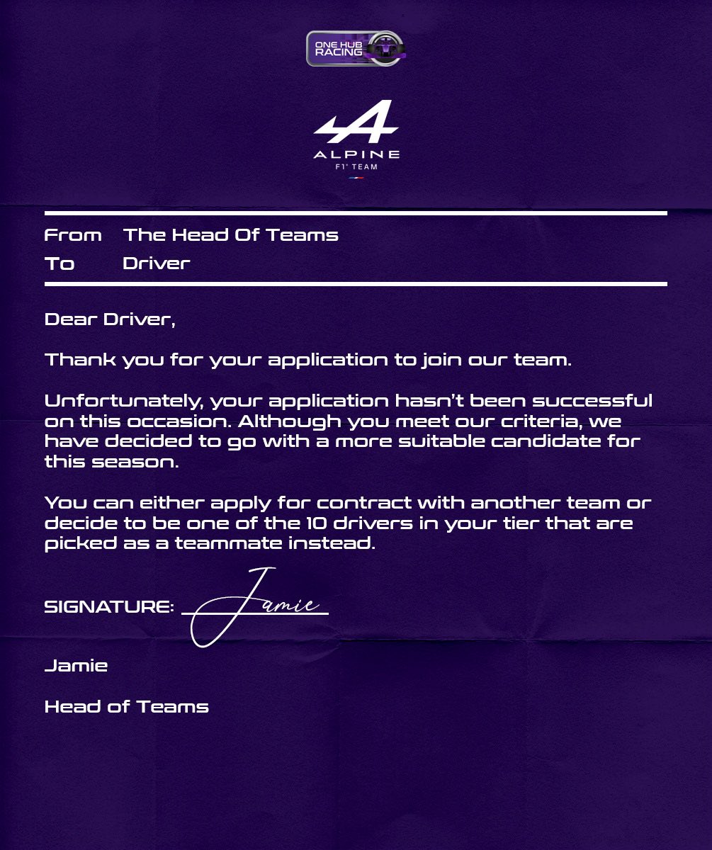 OneHubRacing's tweet photo. TEAM CONTRACTS π¬
The Replies β
β
Drivers are busy sending their Team Contracts Applications in π¨
But how will your replies from the team look?
ONE OF 3 π
#TeamContracts https://t.co/u2sp4SMMWS