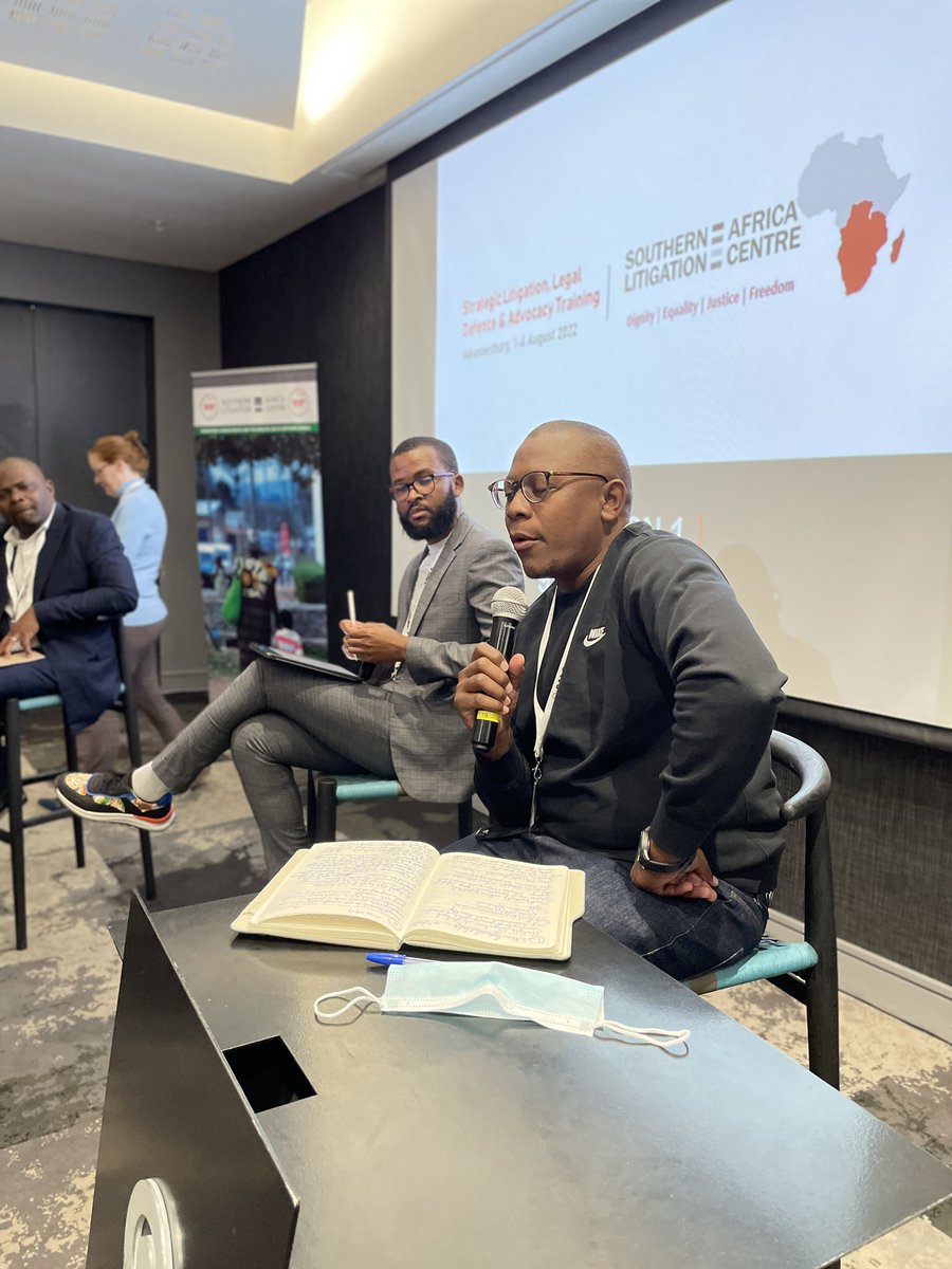 Follow_SALC's tweet photo. SALC’s @MelusiSiboniso, @MatshobanaN from #Zimbabwe, and @libatidaniel from #Zambia discuss the challenges of protecting #FreedomOfAssociation and assembly for marginalised communities. 
They share experiences learned while undertaking #StrategicLitigation #LegalDefense #Advocacy https://t.co/c4HLW0pSh2