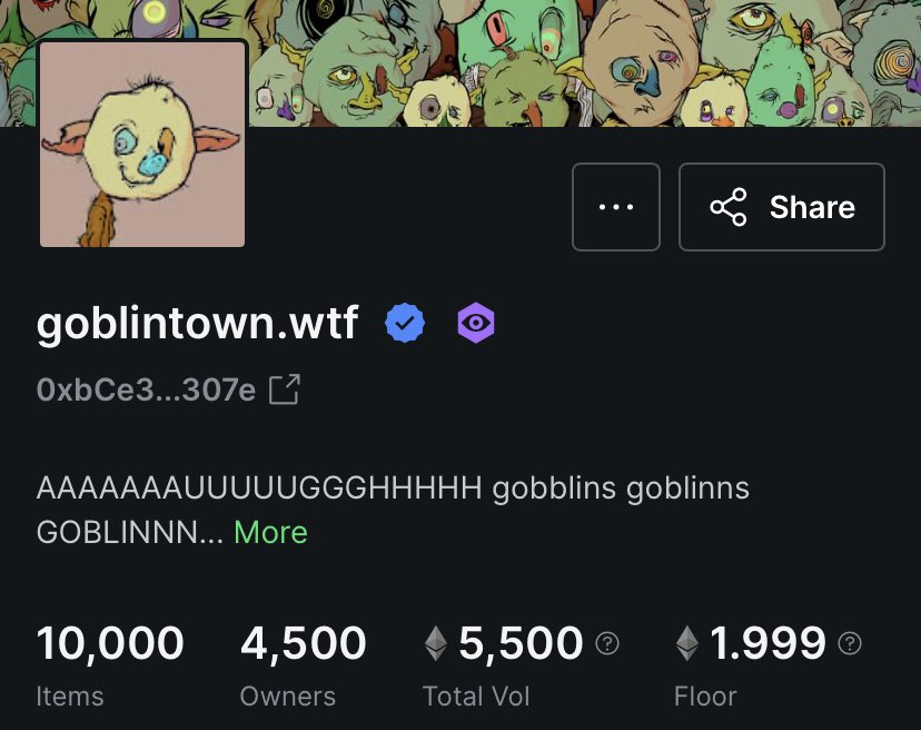 We are giving away 4x Goblin Town NFTs, floor is currently 1.99 ETH 👀

To enter RT + Follow ~ 48 hours ⏰

AAAAAAAUUUUUGGGHHH LFG 👏🏻