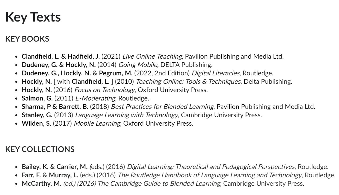 siagomar's tweet photo. Algunas recomendaciones bibliográficas del curso "Technology Assisted Language Learning" impartido por Gavin Dudeney
@CFPIdiomas #veranoidiomascyl2022 en Norwich (Inglaterra) 🇬🇧 @educacyl #formaciónCyL #internacionalizaCyL https://t.co/8FVmLfNvJV