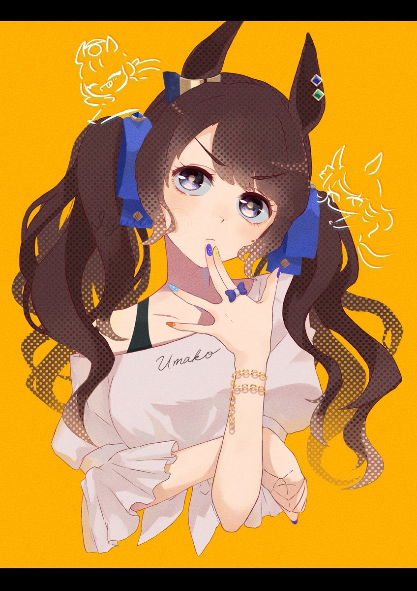 animal ears twintails horse ears upper body jewelry bracelet shirt  illustration images