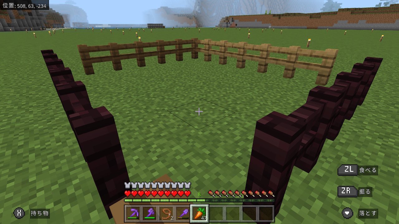 デザイナーが始めるマインクラフト 馬で走っている最中に 突然馬から降りた状態に戻されて 馬も消えてしまった 何コレは 長年あちこち連れて回った愛馬とのお別れがこんな変な形なんて しばらく周辺を地下も含めて探し回ったけど見つからず