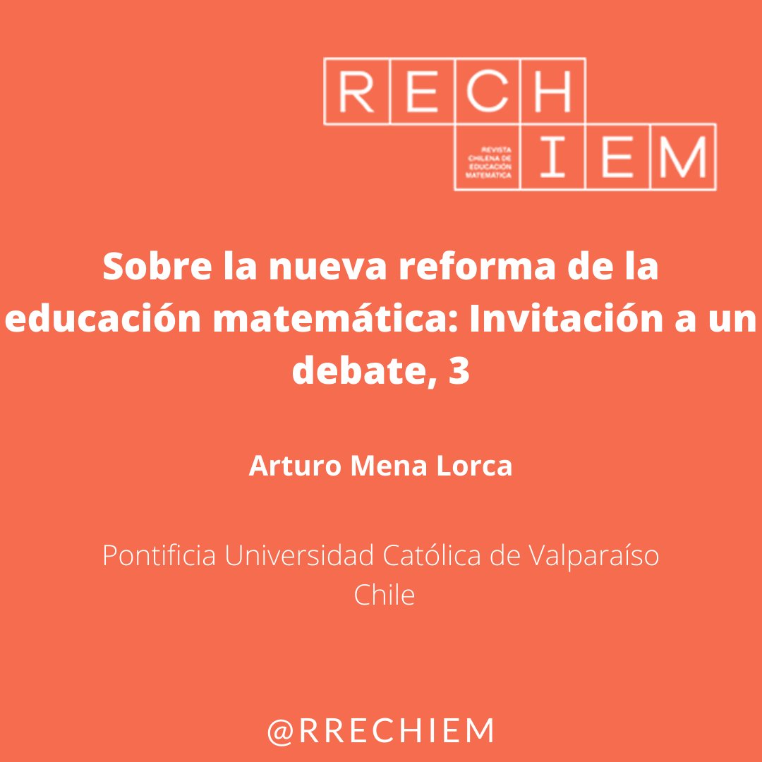 Invitamos a leer la tercera parte del artículo del Dr. Arturo Mena Lorca del <a href="/ima_pucv/">IMA_ PUCV</a>  en el v. 14, n. 2 de <a href="/RRechiem/">Revista RECHIEM</a> 2022.
doi.org/10.46219/rechi…
#tecnología digital #pensamiento matemático, Sociedad 5.0 #Reforma #educación #Chile