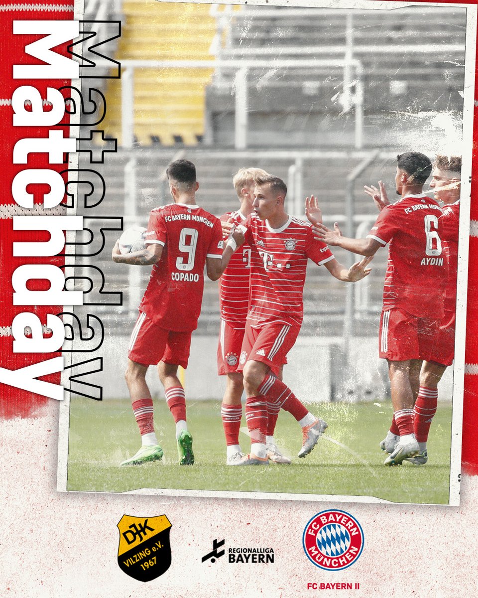 fcbayerncampus's tweet photo. 𝔾𝔸𝕄𝔼 𝕋𝕀𝕄𝔼 💪

🆚 DJK Vilzing - #FCBAmateure
🕢 18.30 Uhr
🏟 Vilzing
📲 Liveticker: https://t.co/3Wxbf1NBuM

#FCBayern #MiaSanMia #packmas https://t.co/6WaF31xIDn