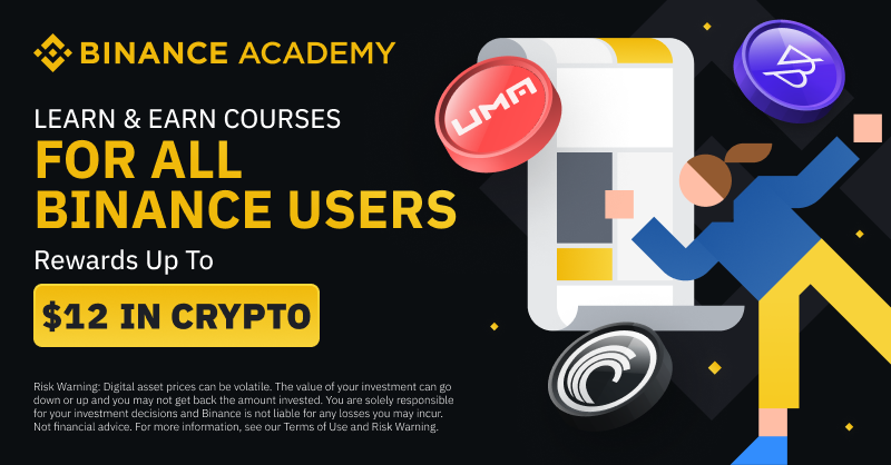 💰 All KYC-verified users can earn FREE crypto with our new Binance Learn and Earn courses! 

To Enter ➡️ bit.ly/3NfDC2e
🔸 Read article
🔸 Watch videos
🔸 Answer a few questions 

 #BinanceAcademy #LearnCrypto #EarnCrypto #UMAProtocal #BandProtocal