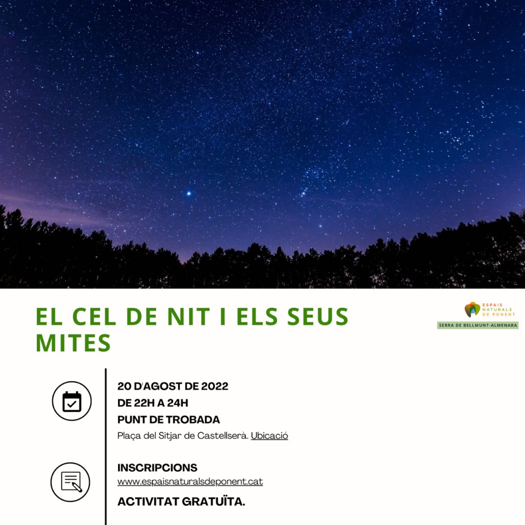 cc_urgell's tweet photo. 🌑✨ Activitat d’astronomia per a totes les edats!
📅 20 d'agost de 2022
🕰️ de les 22 a les 24 hores
📌 Plaça del Sitjar de #Castellserà
🖋️ Inscripcions: https://t.co/5leJYjmhxq
ACTIVITAT GRATUÏTA
#urgell #espaisnaturalsdeponent #descobrintponent @espaisponent https://t.co/NxA0FZ003B