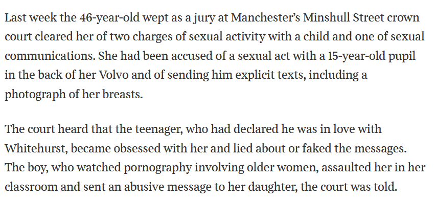 Teacher who paid £43,000 in legal and expert's fees cleared of sexually assaulting teenage pupil. thetimes.co.uk/article/teache…