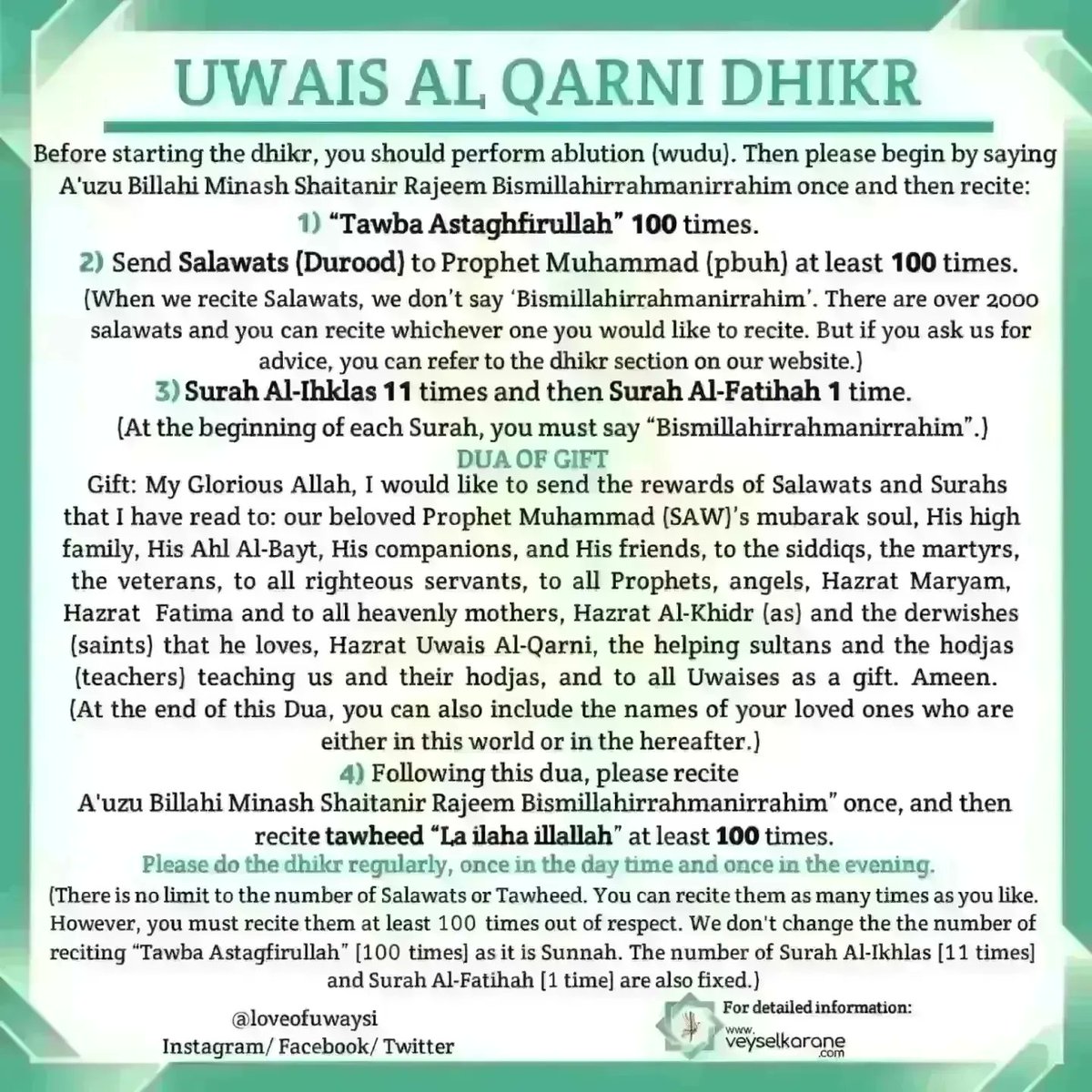 LUwaysi's tweet photo. To lead a happy life by implementing the expectations of Allah from you, perform the Uwais Al Qarni Dhikr regularly 

Taste and See the graces of Allah 🌹
.
 
#islamic #quranic https://t.co/ZTuYcqt5nE
