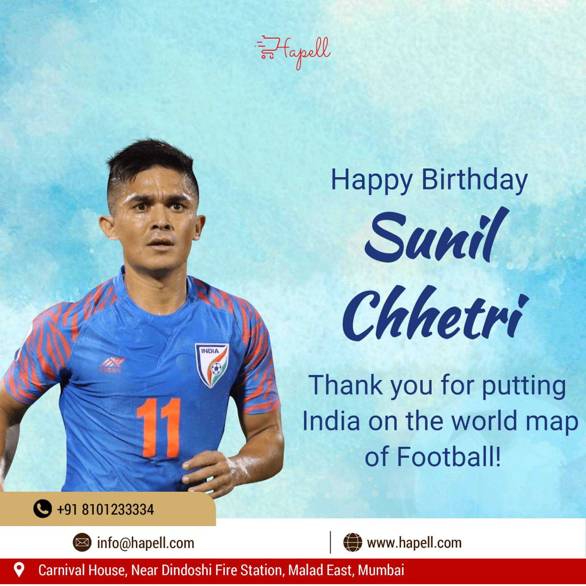hapell_India's tweet image. Wishing one of the best footballers of the current generation, SUNIL CHHETRI a very Happy Birthday.
May you keep conquering greater heights in Football.

#Sunilchhetri11 #sunilchhetrifanskerala #sc11 #scfkl #wearebfc #HappyBirthdaySunilChhetri  #bluetigers  #Chhetri #l #hapell