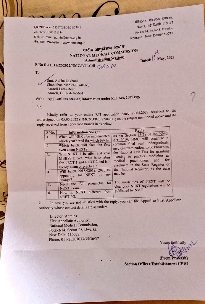 dralishalakhani's tweet photo. #Archive #NEXT #RTI #NMC #NEETPG

NEXT exam will not commence until @NMC_IND (NMC) donot give any guidelines. NMC itself doesn't know when they are going to conduct NEXT.
RTI reply from NMC😂 https://t.co/YSUhOvJ9Es
