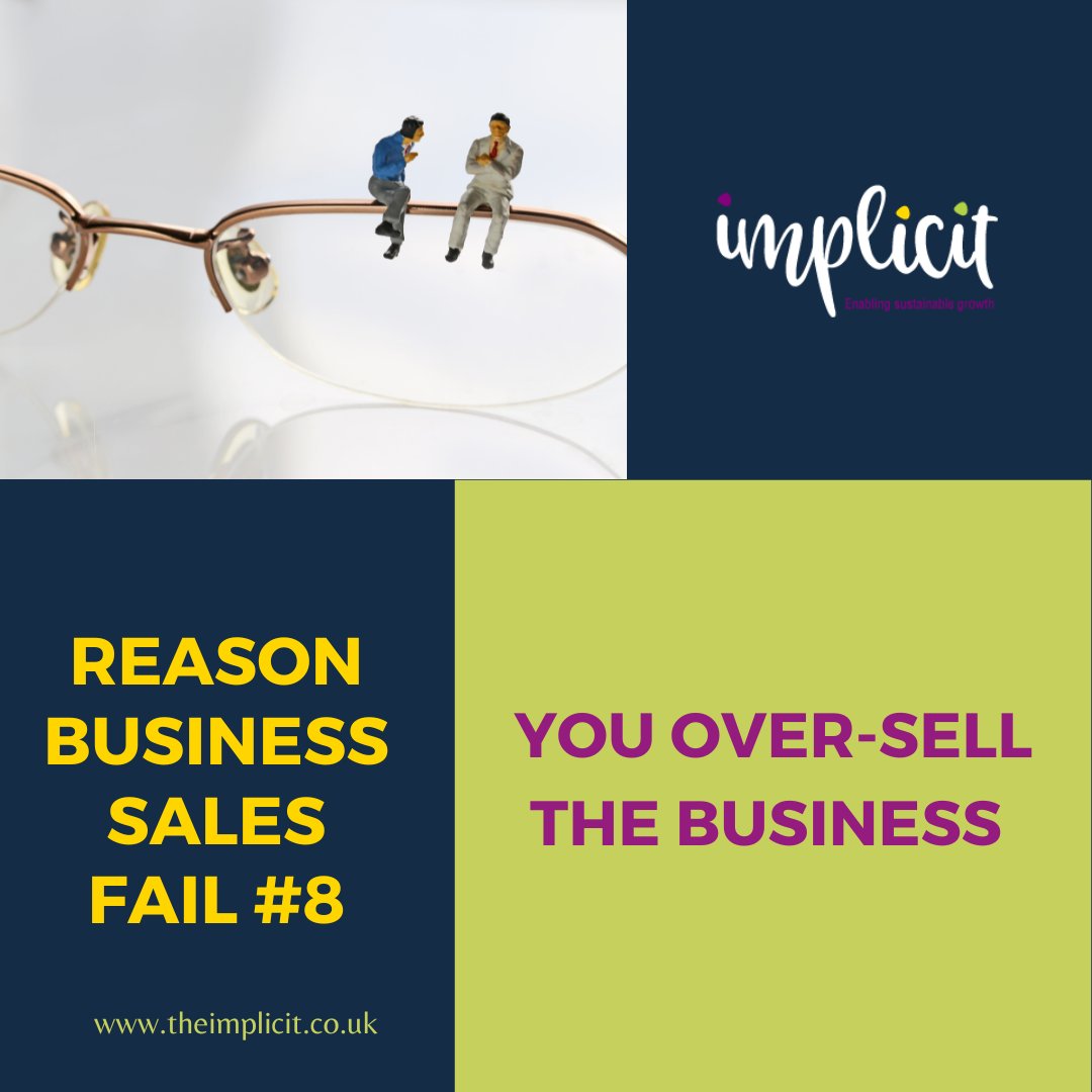 implicit_coach's tweet image. Reason Business Sales Fail #8

Incorrect positioning will lose buyers and credibility. 

ow.ly/KAUH50JXZYy

#growthcapital #funding #corporatefinance #privateequity #executivesandmanagement #founders #founder #entrepreneur #entrepreneurs #sellyourbusiness #acquisition