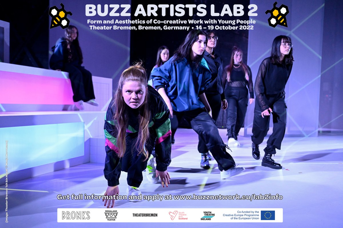 YTArtsScot's tweet photo. Are you a director/artist who creates performance work with young people and wants to develop your practice with other artists from across Europe? Applications are open for the 2nd #BUZZNetwork Artists Lab in Germany this October https://t.co/q1xtGJjeaK (deadline - 18 Aug 2022) https://t.co/pRES0gsJ4X