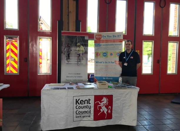 kentconnected's tweet photo. KCC have a small presence at Northfleet Kent Fire and Rescue Station for their open day today talking about safer road users and active travel
#activetravel
#saferoadusers https://t.co/aiHUmaOrYw