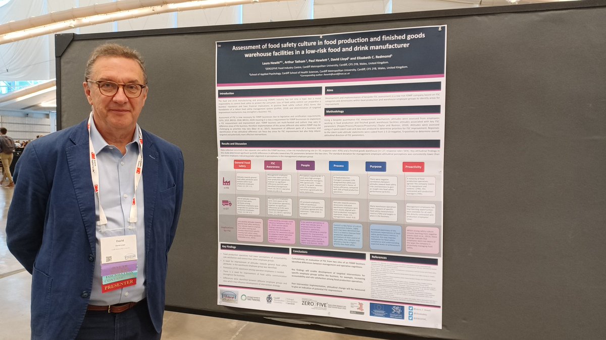 Research_Ellen's tweet photo. Professor @DavidLloyd025 presenting #FoodSafetyCulture research findings from @ZERO2FIVE_ at #IAFP2022 https://t.co/PfqL2wTdpi