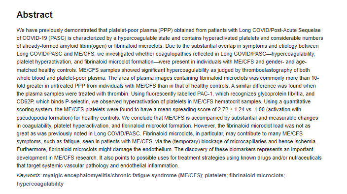 Pharmaceut_MDPI's tweet photo. "The Occurrence of #Hyperactivated #Platelets and Fibrinaloid Microclots in Myalgic Encephalomyelitis/Chronic #Fatigue Syndrome (ME/CFS)" by Jean M. Nunes et al. was #RecentlyPublished at:
https://t.co/sYS6V6H2ae https://t.co/FCIvhEI8vn