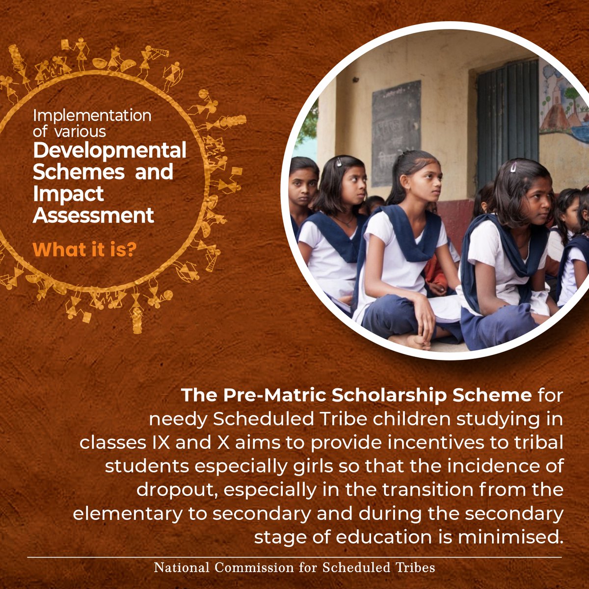 ncsthq's tweet photo. The Pre-Matric Scholarship Scheme supports Scheduled Tribes students studying in 9th and 10th standards and provides incentives to reduce the dropout count. 

#PreMatricScholarshipScheme #DevelopmentalSchemes #ScheduledTribes #NCST #ncsthq https://t.co/U8eTeJ7s4Q
