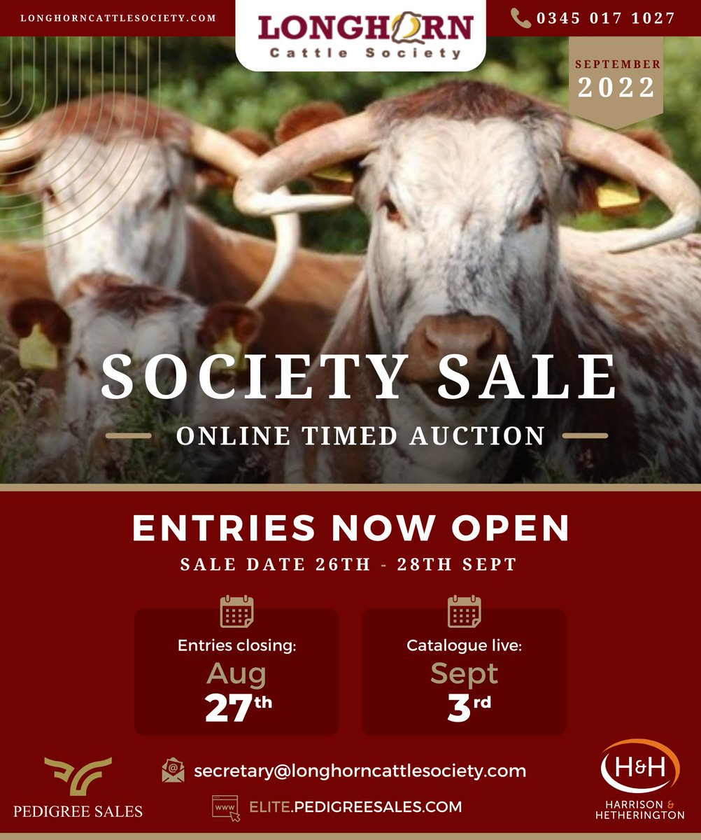 The Society is working with @HHFarmstock and Pedigree Sales to hold an online timed sale in September.  Entries from Society members are now being invited. Link below👇👇

elite.pedigreesales.com/Event/Details/…