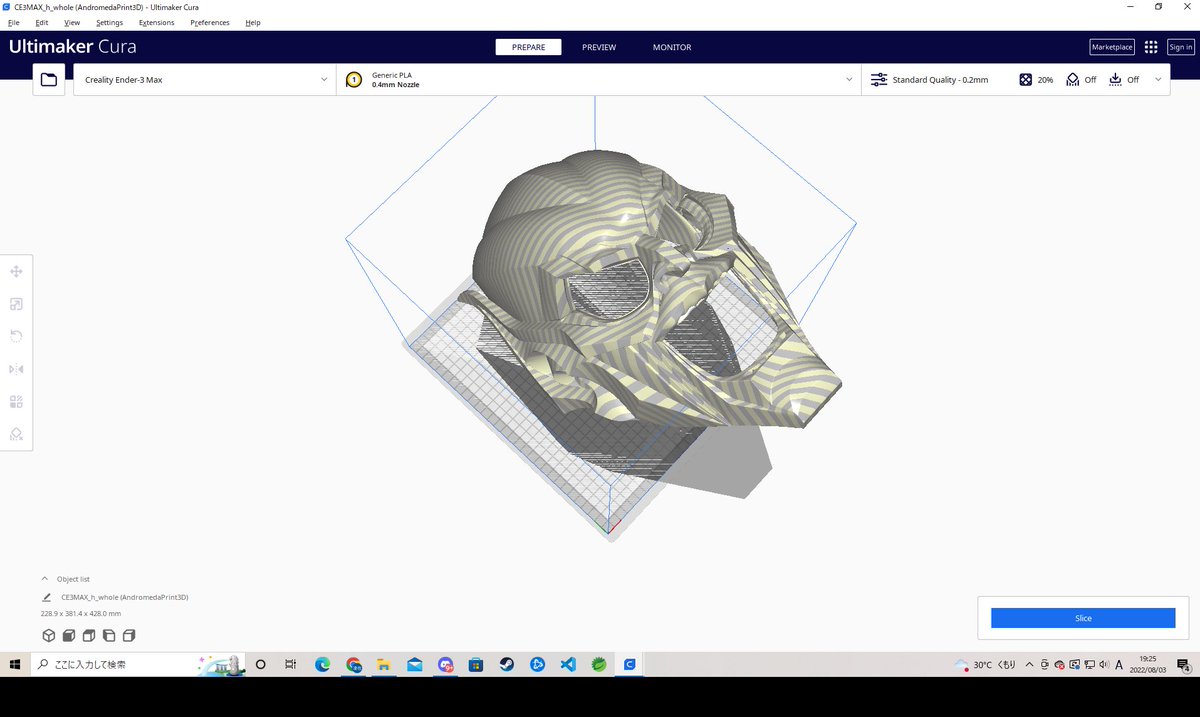 RyoroCaptainA's tweet photo. ファルコン以来
色々3Dプリンタについて勉強や教えてもらいまして、
次のサツコスに向けて自分の3Dプリンタで造形を始めております。笑
このままじゃ大きいので分割印刷して接着していきます。🎃 https://t.co/MmMZnLY0oF