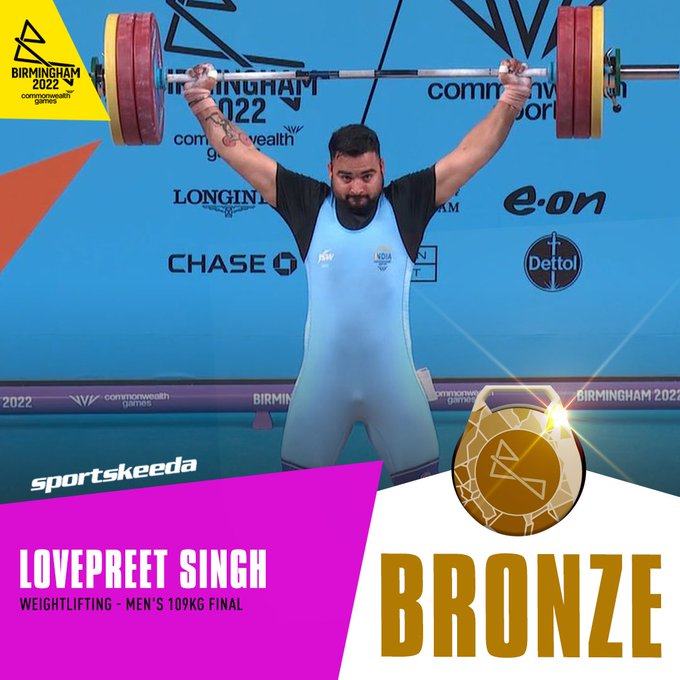 JPNadda's tweet photo. Congratulations to our weightlifter Lovepreet Singh for a solid performance and bagging bronze at the CWG'22 in Birmingham. Our weightlifters have been having a great run and Lovepreet's phenomenal performance keeps that run going. The entire nation is proud of you.

#CWG2022 https://t.co/Cm33nFBsFG